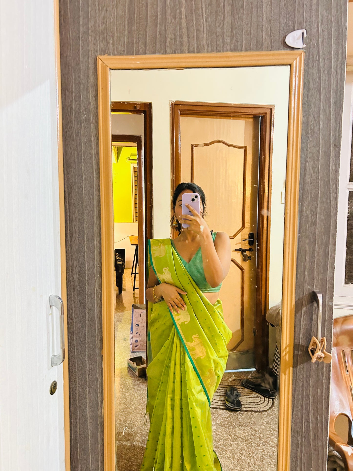 Green Silk cotton saree