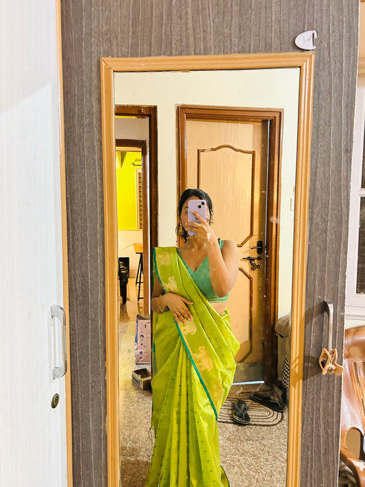 Green Silk cotton saree