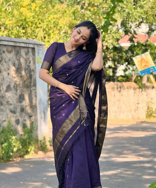 Nayanthara Purple Saree
