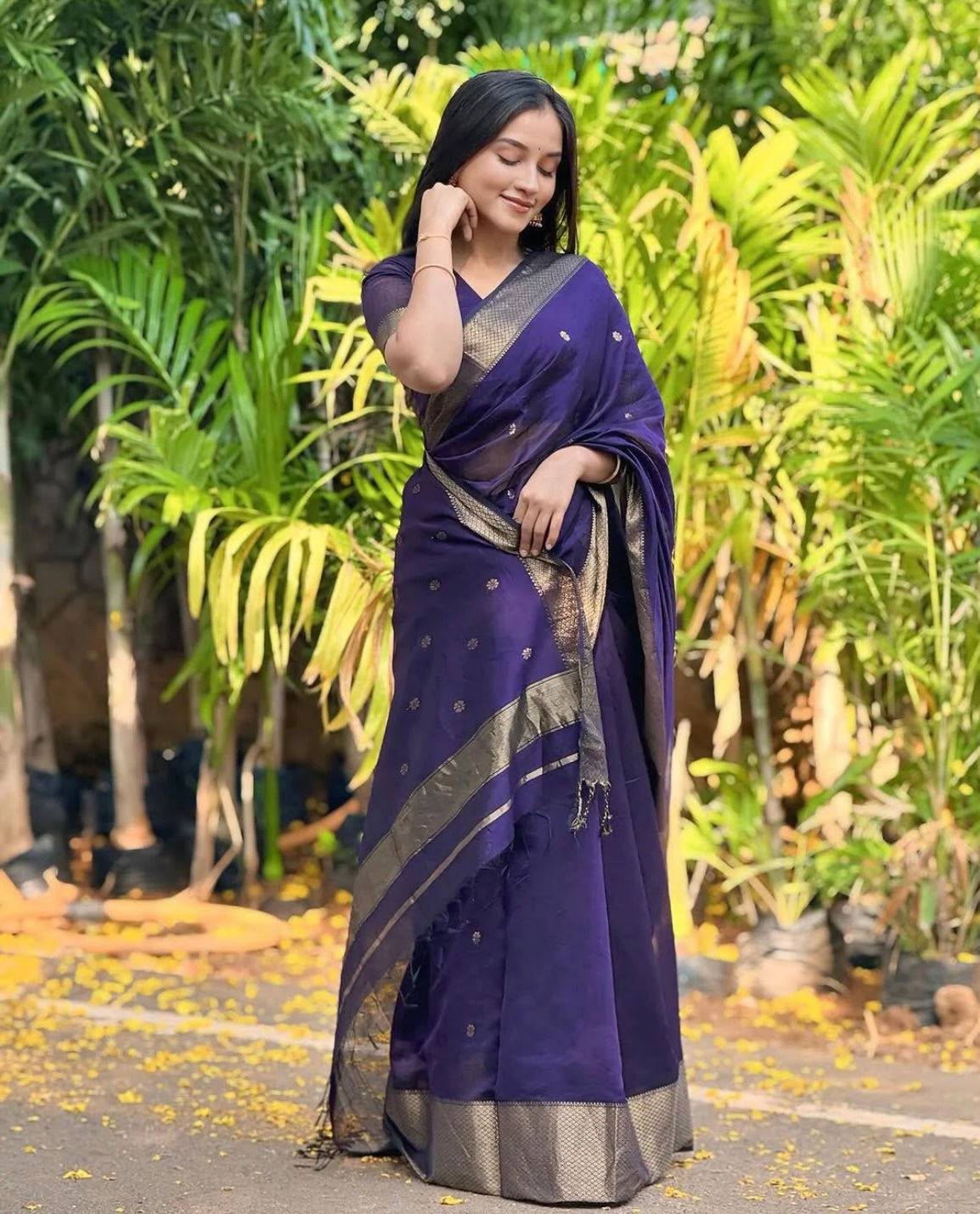 Nayanthara Purple Saree