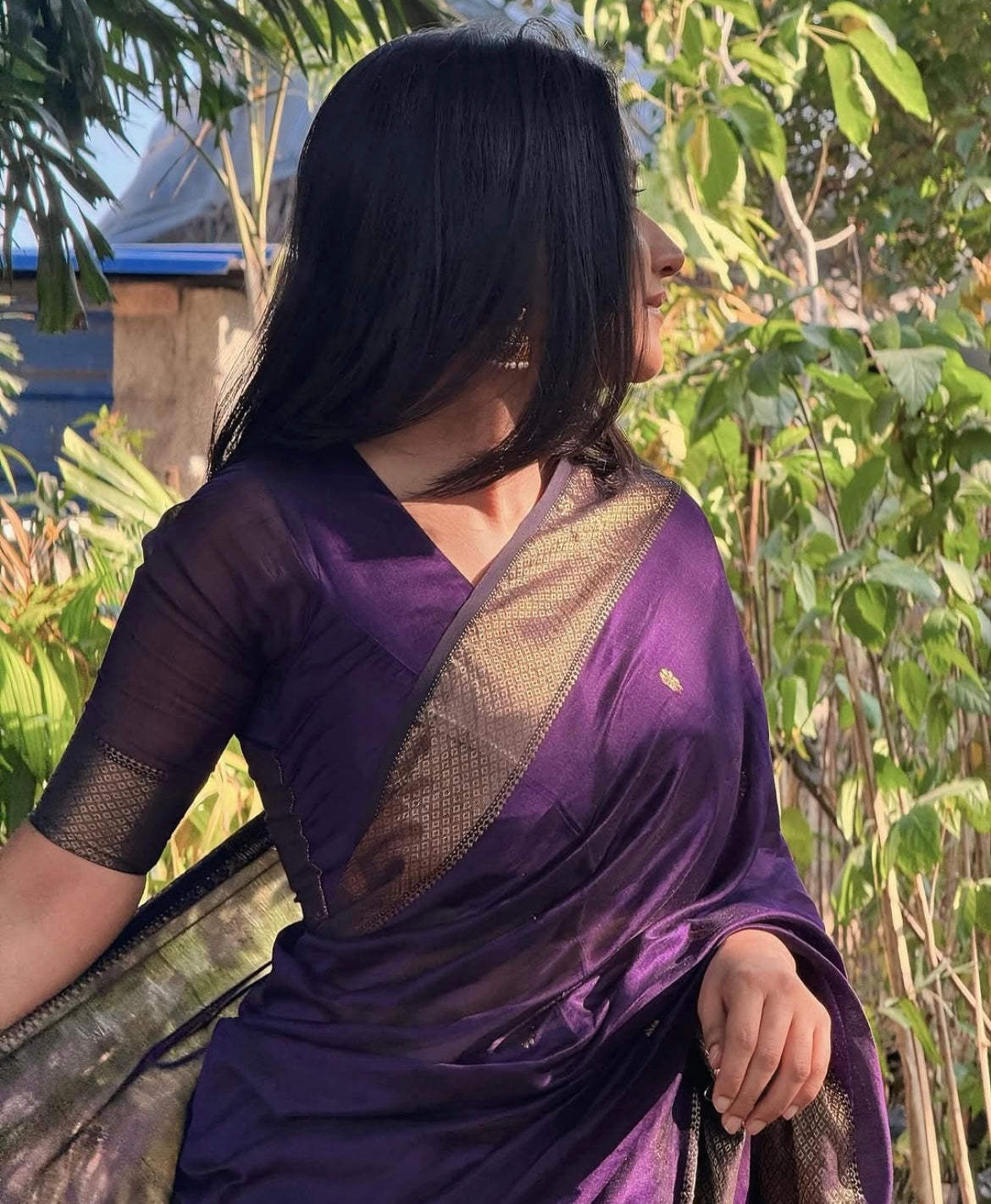 Nayanthara Purple Saree